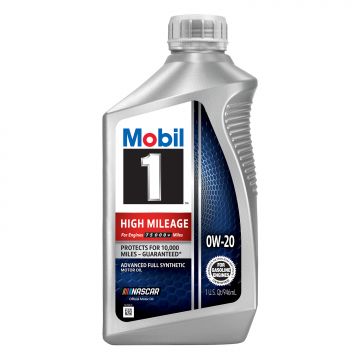 Mobil 1 High Mileage 0w-20 Motor Oil Quart Bottle